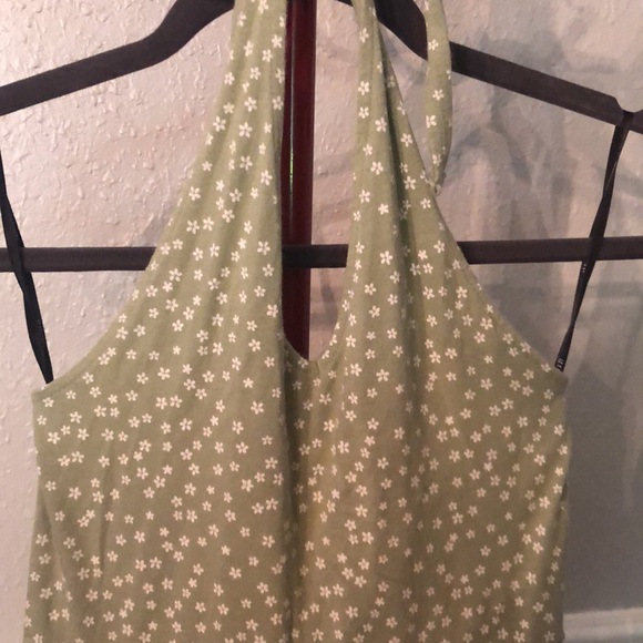 Forever 21 Halter Mini Dress, small, light green with with flowers - Picture 2 of 3